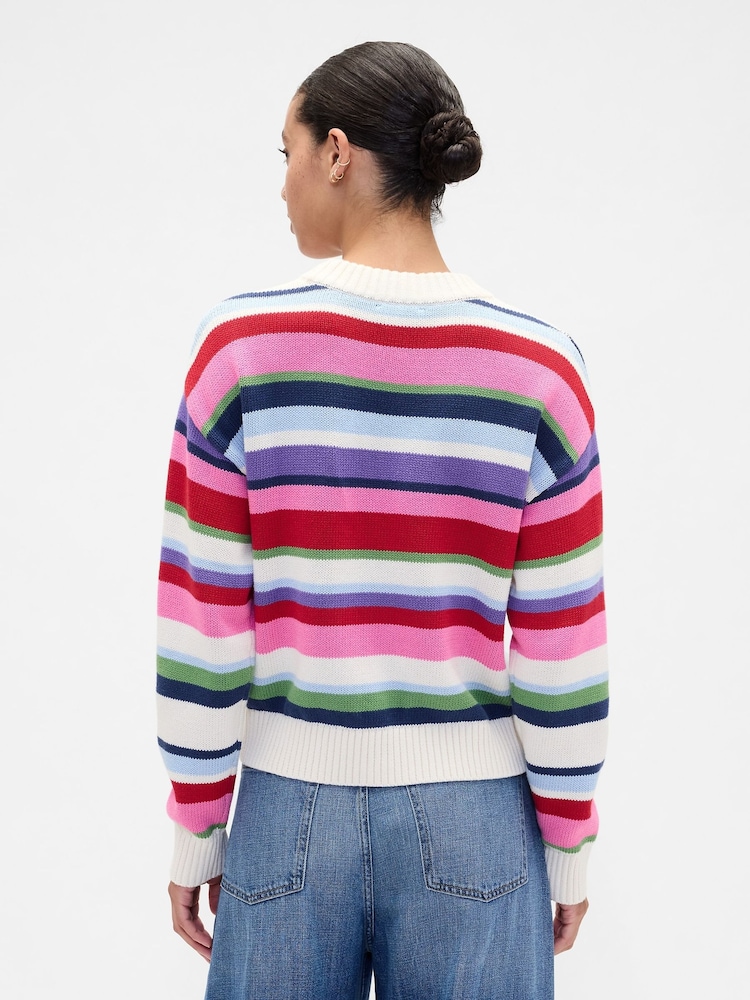Gap Multi Relaxed Stripe Cropped Jumper - Image 2 of 5