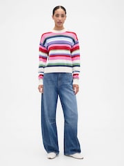 Gap Multi Relaxed Stripe Cropped Jumper - Image 3 of 5
