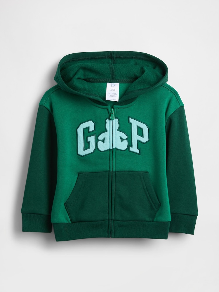 Gap Green Relaxed Logo Colour Block Zip Hoodie (6mths-5yrs) - Image 1 of 3 Gap Green Relaxed Logo Colour Block Zip Hoodie (6mths-5yrs) - Image 1 of 3