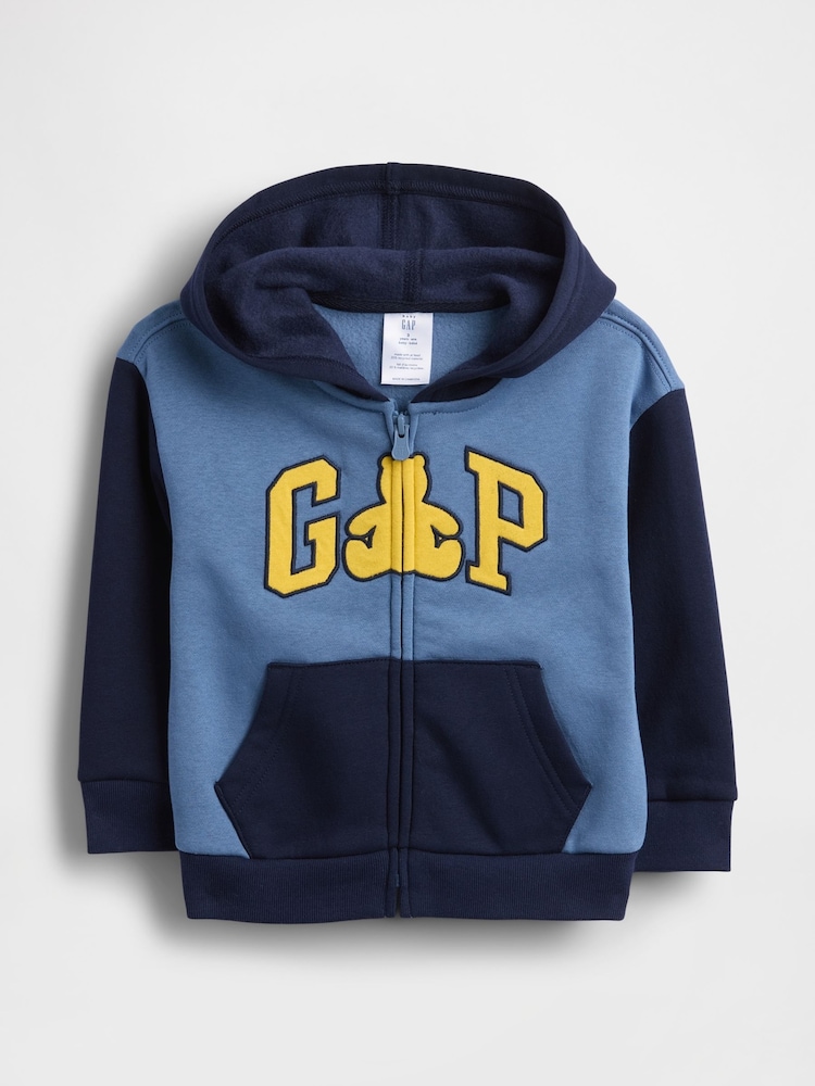 Gap Blue Relaxed Logo Colour Block Zip Hoodie (6mths-5yrs) - Image 1 of 3 Gap Blue Relaxed Logo Colour Block Zip Hoodie (6mths-5yrs) - Image 1 of 3
