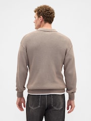 Gap Brown Relaxed Ribbed Jumper Polo Shirt - Image 2 of 5