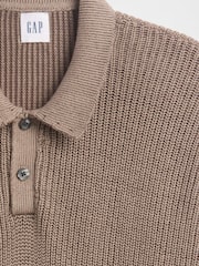 Gap Brown Relaxed Ribbed Jumper Polo Shirt - Image 5 of 5