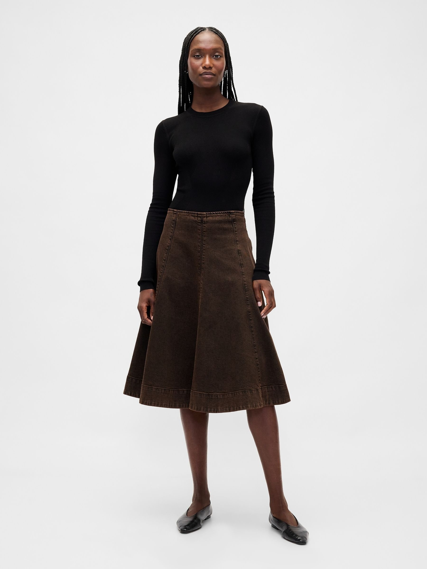 Buy Gap Brown Denim Tulip Midi Skirt from the Next UK online shop