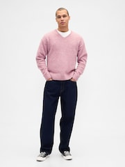 Gap Pink Relaxed V-Neck Boxy Jumper - Image 3 of 4