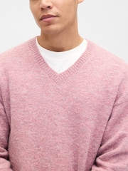 Gap Pink Relaxed V-Neck Boxy Jumper - Image 4 of 4
