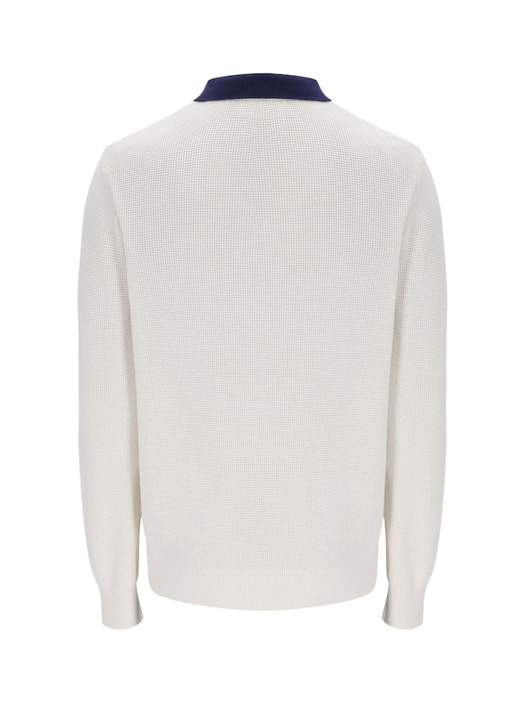 Fila Cream Nowell Waffle Knitted Long Sleeve Polo Shirt - Image 6 of 6 Fila Cream Nowell Waffle Knitted Long Sleeve Polo Shirt - Image 6 of 6