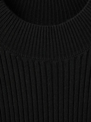 Mango Black Cable Knit Peplum Mini Dress - Image 6 of 6