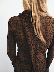 Mango Animal Leopard-Print Blouse With Scarf - Image 3 of 5