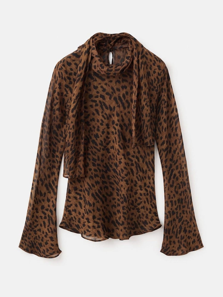 Mango Animal Leopard-Print Blouse With Scarf - Image 5 of 5
