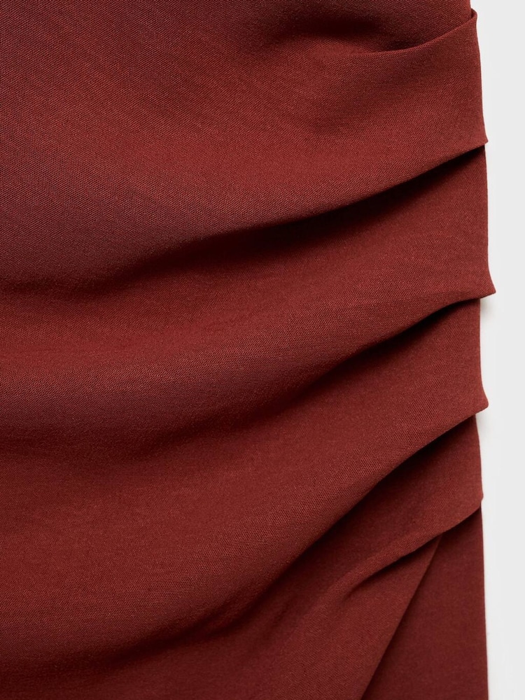 Mango Red Ruched Dress With Knot Detail - Image 7 of 7