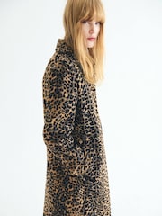 Mango Brown Leopard-Print Long Coat - Image 4 of 7