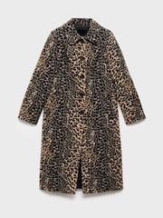 Mango Brown Leopard-Print Long Coat - Image 6 of 7