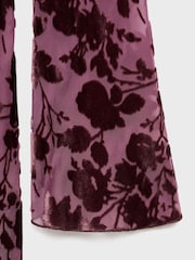 Mango Purple Floral Jacquard Dress With Bell Sleeves - Image 5 of 5