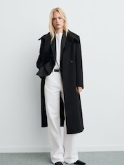 Mango Black Manteco Wool Coat With Belt - Image 1 of 6
