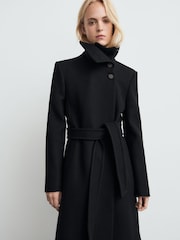 Mango Black Manteco Wool Coat With Belt - Image 2 of 6