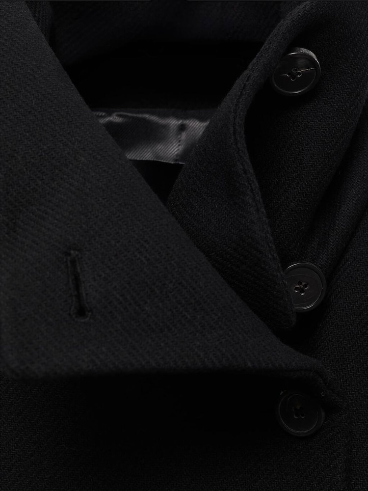 Mango Black Manteco Wool Coat With Belt - Image 6 of 6 Mango Black Manteco Wool Coat With Belt - Image 6 of 6