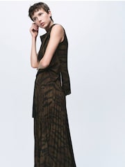 Mango Brown Animal Print Draped Sleeveless Top - Image 3 of 6