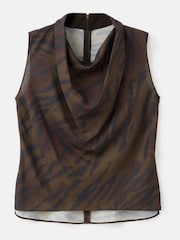 Mango Brown Animal Print Draped Sleeveless Top - Image 5 of 6