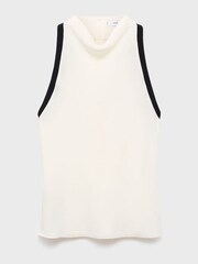 Mango White Blouse With Draped Collar And Contrasting Trim - Image 5 of 6