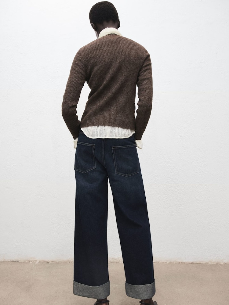 Mango Brown Ribbed Knitted Cardigan - Image 2 of 7