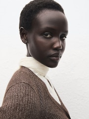 Mango Brown Ribbed Knitted Cardigan - Image 5 of 7