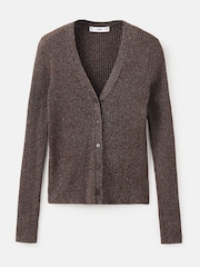 Mango Brown Ribbed Knitted Cardigan - Image 6 of 7