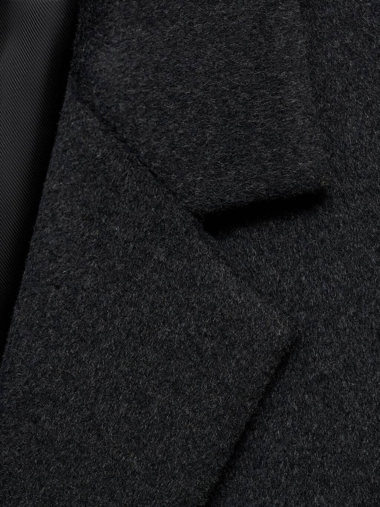 Mango Grey Double-Breasted Wool Coat - Image 7 of 7