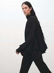 Mango Black Flare Sleeve Blouse - Image 1 of 6