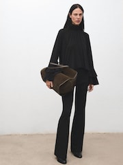 Mango Black Flare Sleeve Blouse - Image 2 of 6