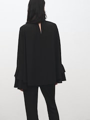 Mango Black Flare Sleeve Blouse - Image 3 of 6