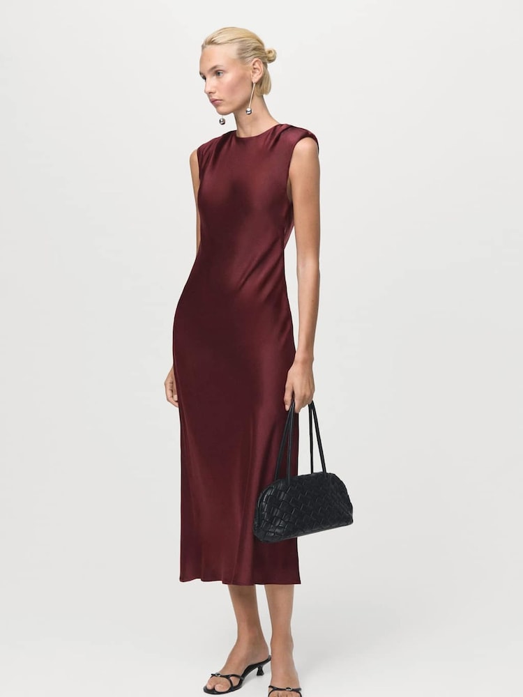 Mango Red Fitted Satin Dress - Image 1 of 6