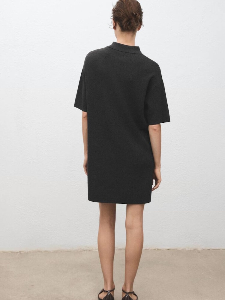 Mango Grey Knitted Dress With Polo Neck - Image 2 of 6 Mango Grey Knitted Dress With Polo Neck - Image 2 of 6