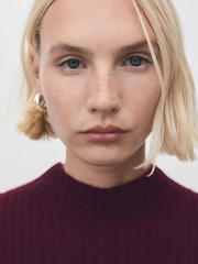 Mango Red High Neck Ribbed Knitted Dress - Image 4 of 6