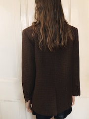 Mango Brown Wool Mix Houndstooth Blazer - Image 4 of 6