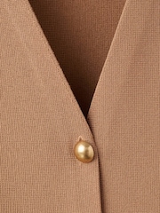 Mango Brown Fitted Knitted Jacket With Buttons - Image 6 of 6