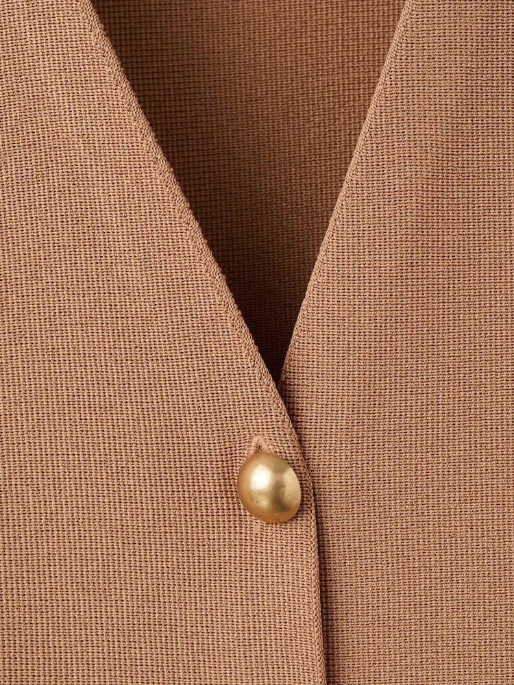 Mango Brown Fitted Knitted Jacket With Buttons - Image 6 of 6