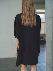 Mango Black Turtleneck Dress With Asymmetrical Sleeves - Image 3 of 6