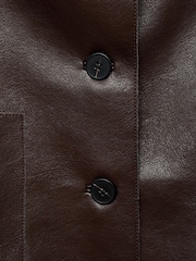 Mango Brown Leather-Effect Jacket With Pockets - Image 10 of 11