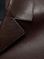Mango Brown Leather-Effect Jacket With Pockets - Image 11 of 11