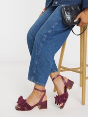 Simply Be Red Wide Fit Double Bow Block Heels - Image 1 of 4