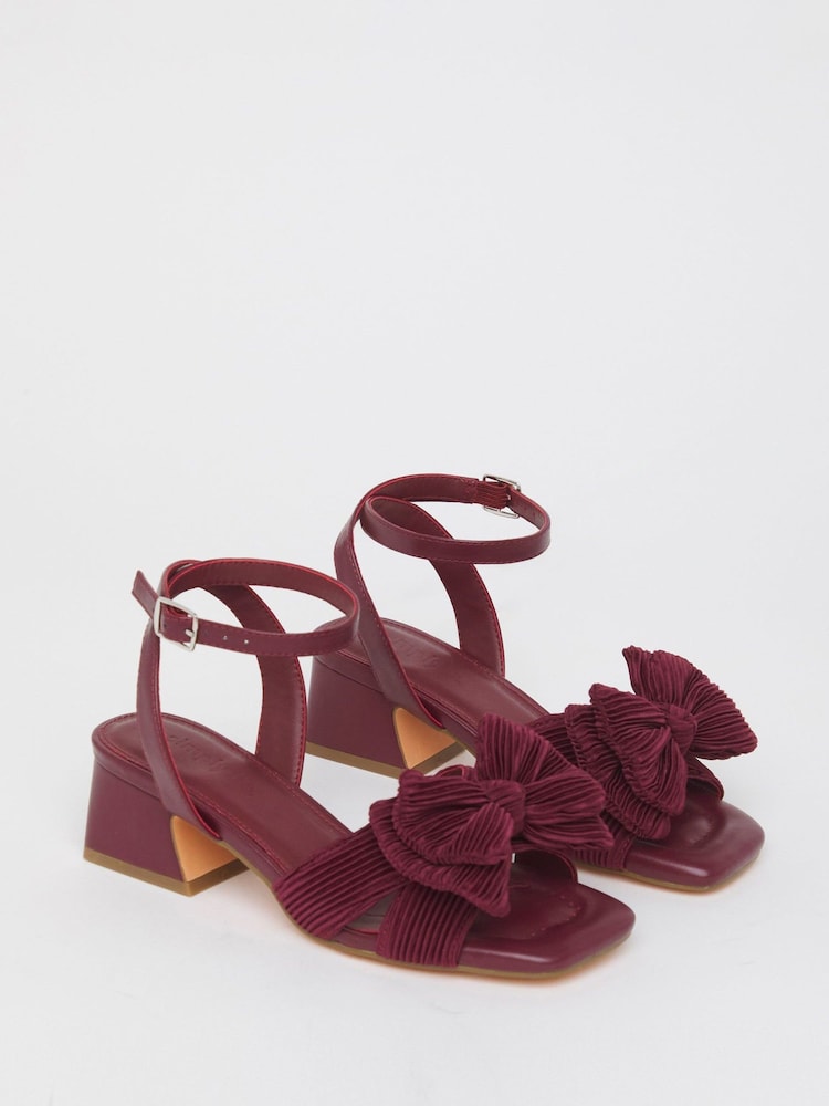 Simply Be Red Wide Fit Double Bow Block Heels - Image 2 of 4 Simply Be Red Wide Fit Double Bow Block Heels - Image 2 of 4
