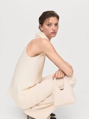 Mango White Draped Neck Blouse - Image 3 of 7