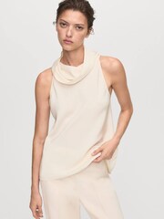 Mango White Draped Neck Blouse - Image 5 of 7