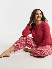 Simply Be Red 2 Pack Celestial & Heart Print Long Sleeve Pyjamas Set - Image 4 of 4