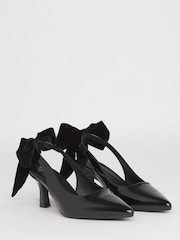 Simply Be Black Wide Fit Back Bow Pointed Toe Heel - Image 3 of 4