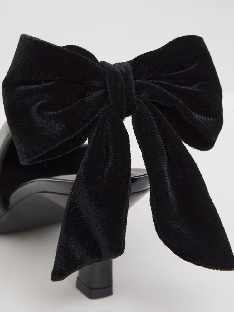 Simply Be Black Wide Fit Back Bow Pointed Toe Heel - Image 4 of 4