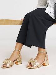 Simply Be Gold Wide Fit Double Bow Block Heels - Image 1 of 4