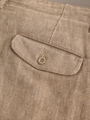 Sand Herringbone Regular Tapered Fit Signature Heritage Linen Rich Trousers - Image 11 of 11