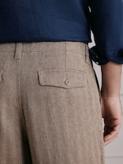Sand Herringbone - Signature Heritage Linen Rich Trousers - صورة 6 من 6
