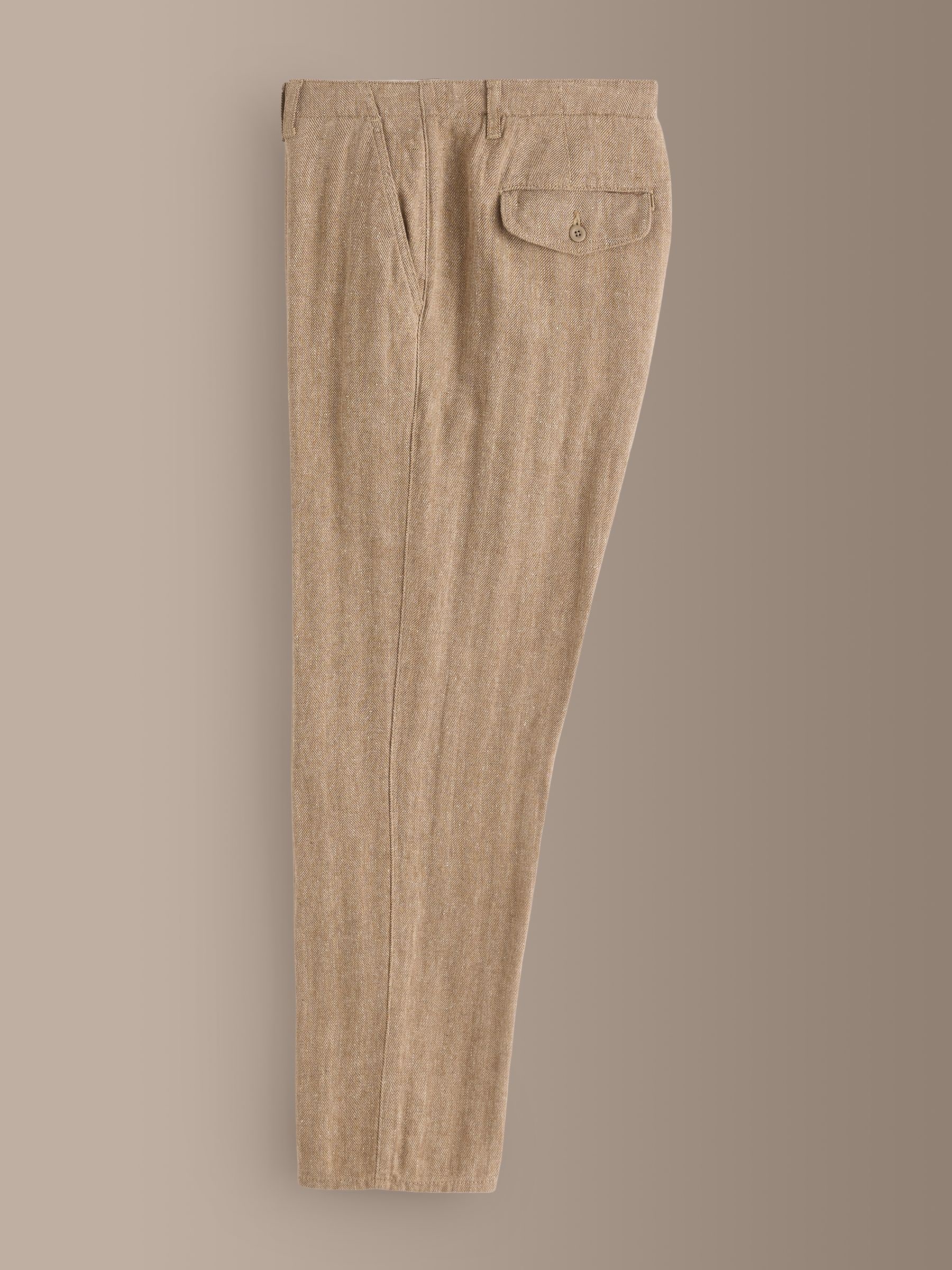 Buy Sand Herringbone Regular Tapered Fit Signature Heritage Linen